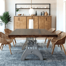 KNOX Adjustable Height Dining Table - Steel Base - 8 ft Walnut Top - Knox Deco - Tables