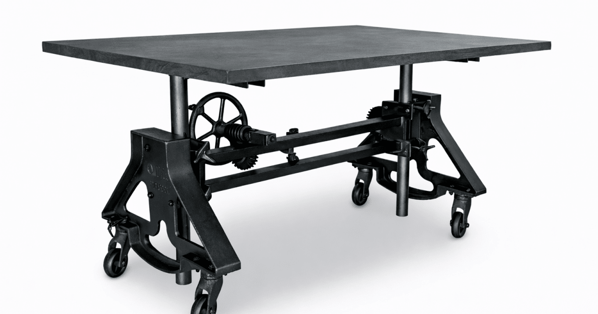 Otis Steel Adjustable Height Industrial Desk – Pewter Gray - Knox Deco