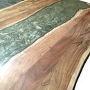 River Run Tabletop Epoxy Resin Live Edge Slab Dining Table Top - Grey 71" - Knox Deco - DIY