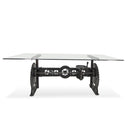 Steampunk Adjustable Dining Table - Iron Crank Base - Glass Tabletop - Knox Deco - Tables