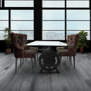 Steampunk Adjustable Dining Table - Iron Crank Base - Glass Tabletop - Knox Deco - Tables
