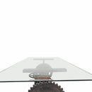 Steampunk Adjustable Dining Table - Iron Crank Base - Glass Tabletop - Knox Deco - Tables