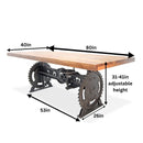 Steampunk Adjustable Dining Table - Iron Crank Base - Provincial Top - Knox Deco - Tables