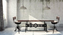 Steampunk Adjustable Dining Table - Iron Crank Base - Walnut Top - Knox Deco - Tables