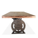 Steampunk Adjustable Dining Table - Iron Crank Base - Walnut Top - Knox Deco - Tables