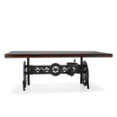Steampunk Adjustable Dining Table - Iron Crank Base - Walnut Top - Knox Deco - Tables