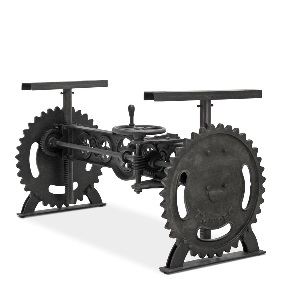 Steampunk Adjustable Height Dining Table Iron Crank Base No Top