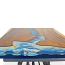 Walnut Burl Dining Tabletop - Blue Ocean River Epoxy - 60 x 36 x 2" - Knox Deco - DIY