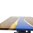Walnut Live Edge Burl Dining Tabletop - Deep Blue River Epoxy - 96x48x2" - Knox Deco - DIY