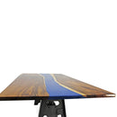 Walnut Live Edge Burl Dining Tabletop - Deep Blue River Epoxy - 96x48x2" - Knox Deco - DIY