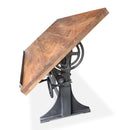 Industrial Adjustable Crank Drafting Desk - Tilt Top - Cast Iron Base 70" - Knox Deco - Desks