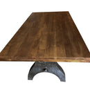 KNOX Adjustable Height Dining Table - Cast Iron Crank Base - Walnut Top - Knox Deco - Tables