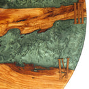 Blue Green Resin Epoxy Wall Clock Live Edge Olive Wood - 28 Inches - Knox Deco - Wall Clock