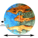 Blue Green Resin Epoxy Wall Clock Live Edge Olive Wood - 28 Inches - Knox Deco - Wall Clock