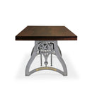 Crescent Writing Table Desk - Adjustable Height Base - Dark Walnut Top - Knox Deco - Desks