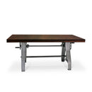 Crescent Writing Table Desk - Adjustable Height Base - Dark Walnut Top - Knox Deco - Desks