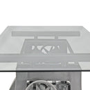 Crescent Writing Table Desk - Adjustable Height Metal Base - Glass Top - Knox Deco - Desks