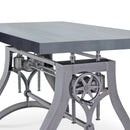 Crescent Writing Table Desk - Adjustable Height Metal Base - Gray Top - Knox Deco - Desks