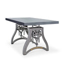 Crescent Writing Table Desk - Adjustable Height Metal Base - Gray Top - Knox Deco - Desks