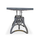 Crescent Writing Table Desk - Adjustable Height Metal Base - Gray Top - Knox Deco - Desks