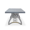 Crescent Writing Table Desk - Adjustable Height Metal Base - Gray Top - Knox Deco - Desks