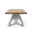 Crescent Writing Table Desk - Adjustable Height Metal Base - Natural Top - Knox Deco - Desks