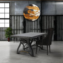 Crescent Writing Table Desk - Adjustable Height Metal Base - Steel Top - Knox Deco - Desk