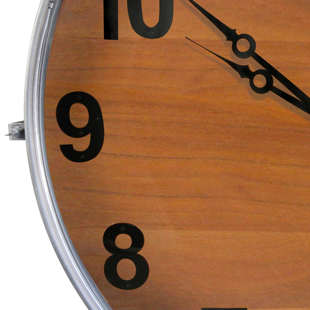 Extra Large Wall Clock Wood Dial Steel Numerals Huge 40 Inch Knox Deco