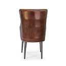 Farmhouse Luxury Dining Chair - Tufted Brown Leather - Metal Legs - Pair - Knox Deco - Chair