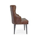Farmhouse Luxury Dining Chair - Tufted Brown Leather - Metal Legs - Pair - Knox Deco - Chair