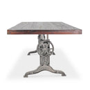 Frederick Adjustable Height Dining Table Desk - Cast Iron - Rustic Mahogany - Knox Deco - Dining Tables