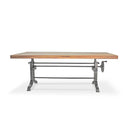Frederick Adjustable Height Dining Table Desk - Cast Iron - Rustic Natural - Knox Deco - Dining Table