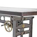 Harvester Industrial Dining Table - Cast Iron Adjustable Base – Rustic Ebony Top - Knox Deco - Tables