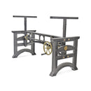 Harvester Industrial Dining Table Desk - Cast Iron Adjustable Base - DIY - Knox Deco - Tables