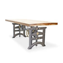 Harvester Industrial Executive Desk - Cast Iron Adjustable Base – Natural Top - Knox Deco - Desks
