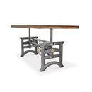 Harvester Industrial Executive Desk - Cast Iron Adjustable Base – Natural Top - Knox Deco - Desks
