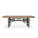 Harvester Industrial Executive Desk - Cast Iron Adjustable Base – Natural Top - Knox Deco - Desks