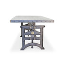 Harvester Industrial Executive Desk - Cast Iron Adjustable Base – Steel Top - Knox Deco - Desks
