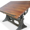 Industrial Adjustable Height Drafting Desk - Tilting Top - Cast Iron Base - Knox Deco - Desks