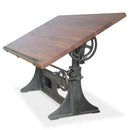 Industrial Adjustable Height Drafting Desk - Tilting Top - Cast Iron Base - Knox Deco - Desks