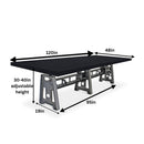 Industrial Communal Table - Cast Iron Base - Adjustable Height - Ebony Top - Knox Deco - Tables