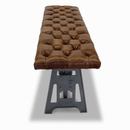 Industrial Dining Bench Seat - Cast Iron Base - Adjustable Brown Leather Top - Knox Deco - Seating