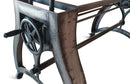 Industrial Dining Table - Adjustable Crank Base - Casters - Rustic Mahogany - Knox Deco - Tables