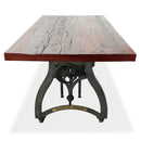Industrial Dining Table - Adjustable Crank Base - Casters - Rustic Mahogany - Knox Deco - Tables