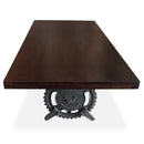 Steampunk Adjustable Dining Table - Iron Crank Base - Mahogany Top - Knox Deco