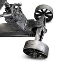 Industrial Trolley Dining Table - Iron Wheels Adjustable Height - Walnut - Knox Deco - Tables