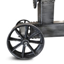Industrial Trolley Dining Table - Iron Wheels Adjustable Height - Walnut - Knox Deco - Tables