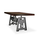 Industrial Writing Table Desk - Adjustable Height Iron Base - Dark Walnut Top - Knox Deco - Desks