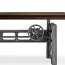 Industrial Writing Table Desk - Adjustable Height Iron Base - Dark Walnut Top - Knox Deco - Desks