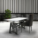 Industrial Writing Table Desk - Adjustable Height Iron Base - Glass Top - Knox Deco - Desks